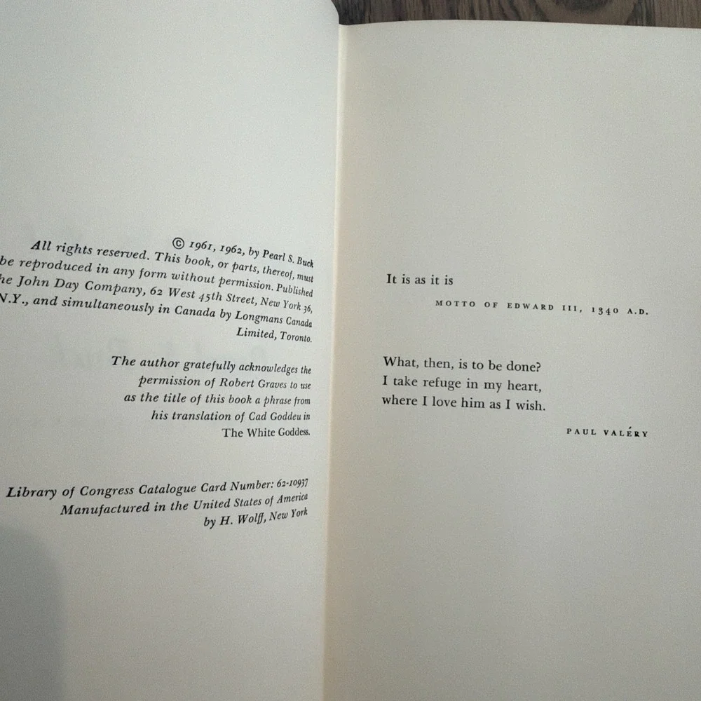 A Bridge For Passing - Pearl S. Buck PRISTINE‎ Hardcover First Edition 1962
